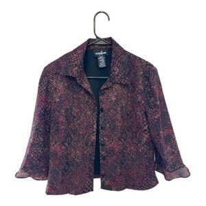 Vintage Y2K Era Positive Attitude Snake Print Cropped Button Down Shirt Size 10